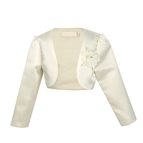 iiniim Bolero Manga Larga Satén Niña Chaqueta Corta para Vestido de Flores Elegante Traje Formal de Ceremonia Fiesta Boda Shrug Cardigan 9 Meses-10 Años Beige 9-10 años