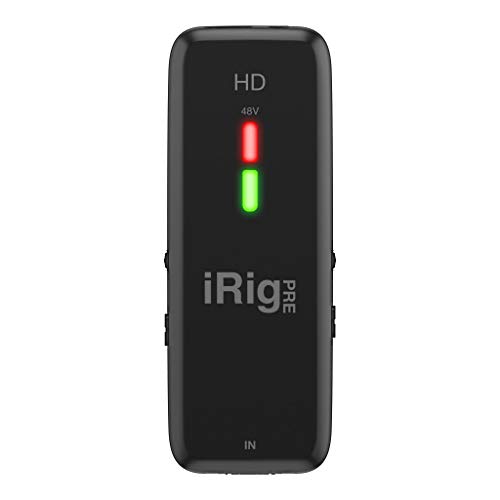 IK Multimedia Irig Pre HD - Interfaz Digital de Micrófono de Alta Definición con Preamplificador de Calidad de Estudio, Negro