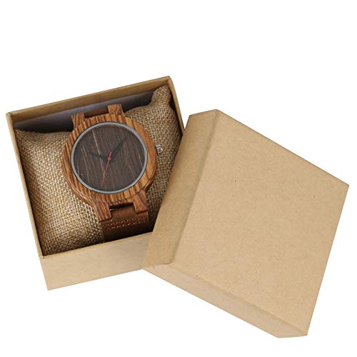 IOMLOP Reloj de Madera Retro Reloj de Madera Simple Relojes para Hombre Reloj de Pulsera de Cuarzo de Marca de café de Madera Hecho a Mano Reloj de Pulsera de Cuarzo para Hombre, Reloj con Caja