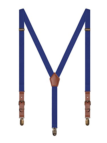 Irypulse Tirantes Retro con 3 Clips Latón Clásico para Mujer Hombre y Adolescentes Y-Forma Longitud Ajustable Elástico Ajuste para Altura 150-180 CM - Azul Rey