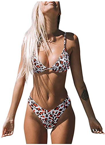 ITVIP Bikini triángulo sin respaldo para mujer con diseño de leopardo M marrón