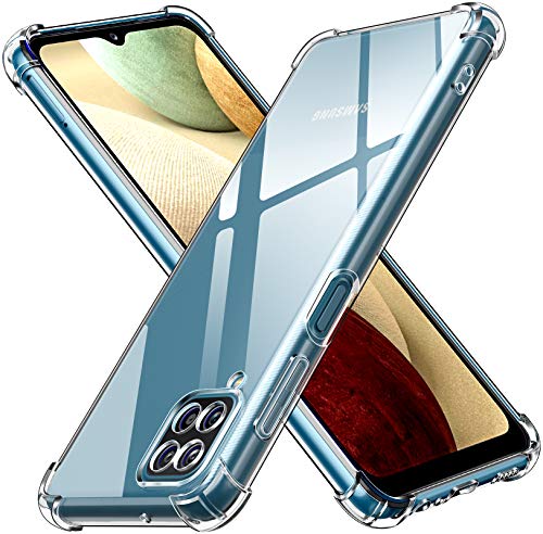 ivoler Funda para Samsung Galaxy A12 / Samsung Galaxy M12, Carcasa Protectora Antigolpes Transparente con Cojín Esquina Parachoques, Flexible Suave TPU Silicona Caso Delgada Anti-Choques Case Cover