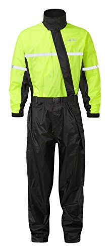 JDC Traje Impermeable Moto Lluvia Sobre Traje 1PC 1 Pieza - SHIELD - Amarillo/Negro - XL - Largo Regular