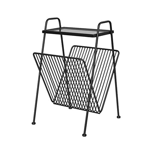 Jiji Librero Librero Vertical en el Suelo Revistero Vida sofá Lateral Periódico Magazine Rack Arte del Hierro Soporte de Lectura Estante pequeño Estante Estanteria (Color : Black)