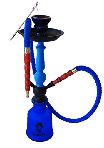 JSG Cachimba De 1 Salidas (JSG.HOOKAH) Shisha De 46cm De Altura, 1 Mangueras, 1 Pinza, Cazoleta De Barro Narguile, Hookah, Pipa De Agua RICHMAN (AZUL)