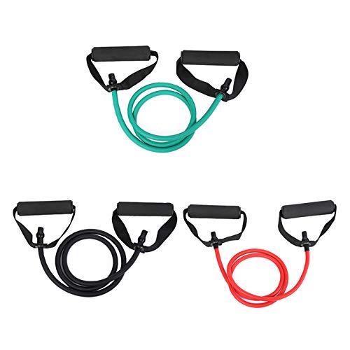 Juego de 3 bandas de resistencia para ejercicio, tubos de yoga, equipo de fitness, cuerda de estirar, banda de fitness, banda de expansión, bandas elásticas, color verde, rojo y negro