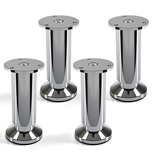 Juego de 4 x SO-TECH® Patas de Mueble ALPHA Alto ajustable Cromo abrillantado Capacidad de Carga hasta 250 kg Alto: 120 mm