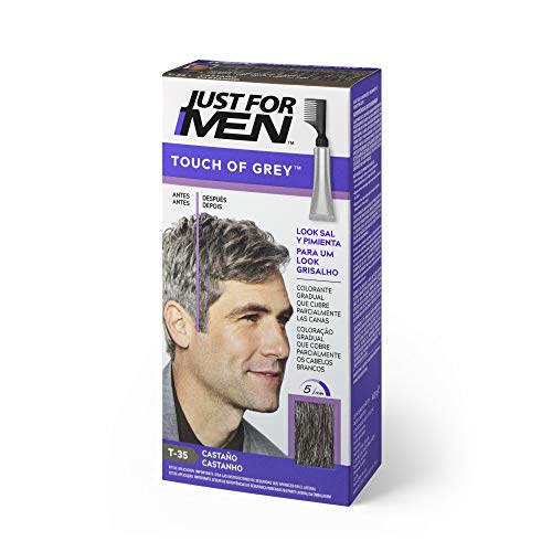 Just For Men Touch Of Grey, Tinte Gradual Que Reduce Parcialmente Las Canas, Castaño. Look Sal Y Pimienta