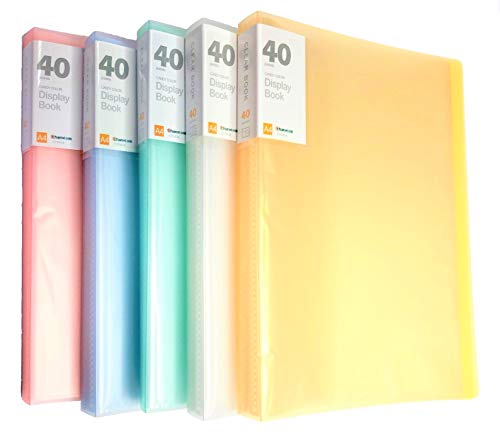 KAHEIGN 5 Piezas A4 PP Display Book, 40 Bolsillos Transparentes Libro de Presentación de Polipropileno Sólido Carpeta de Proyectos Carpeta de Presentación Cubierta Translúcida (5 Colores)