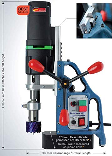 Karnasch 208025020 Máquina De Corte De Orificios Katv 55 Blue-Mag Con Sistema De Deslizamiento Y Sensor De Riel Doble Heavy-Duty, Usa Enchufe, 110 V, 560Mm Altura, 280Mm Longitud