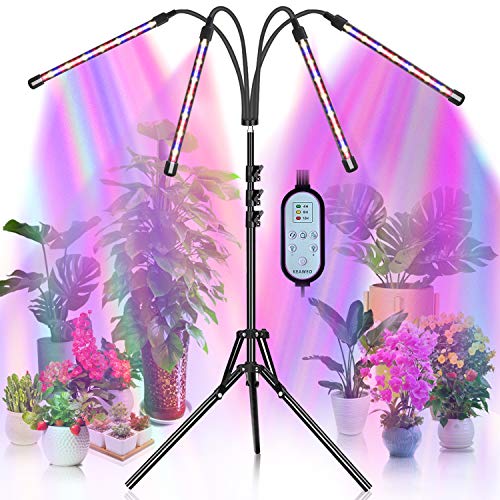 KEAWEO Lámpara de Plantas 40W 80LED Grow Light Full Spectrum para plantas de invernadero hidropónicas de interior, Lámpara de Cultivo de Plantas Iluminación Hortícolab, Trípode 150cm/Temporizador Auto