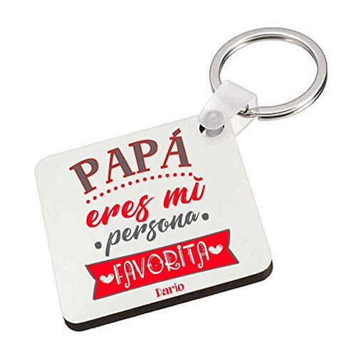 Kembilove Llavero Personalizado para Padre – Llavero Papá Eres mi Persona Favorita con Nombre Personalizado Color Rojo – Llavero Original para Regalar el día del Padre