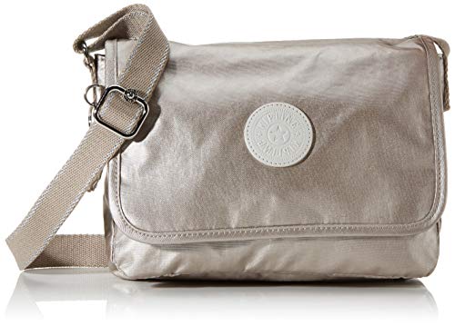 Kipling Nitany, Bolso con Bandolera para Mujer, Plateado (Metallic Glow), 24.5x18x6 cm