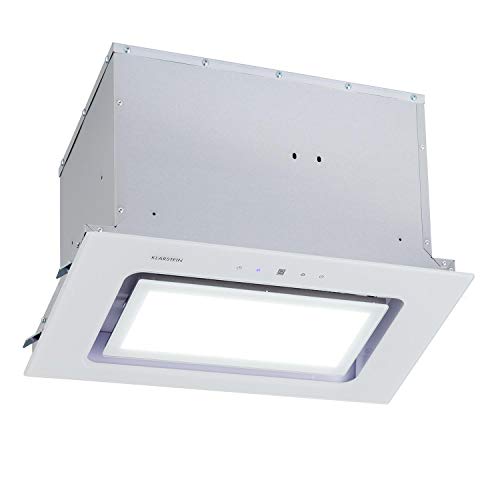 Klarstein Hektor - Campana extractora encastrable, Extracción máx. de 506 m³/h, Potencia de 200 W, ECC C, 3 niveles, Programable, Panel LED integrado, Control mediante panel táctil, 52 cm, Blanco