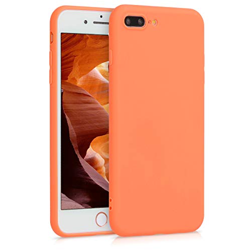 kwmobile Funda Compatible con Apple iPhone 7 Plus / 8 Plus - Carcasa de TPU Silicona - Protector Trasero en Papaya