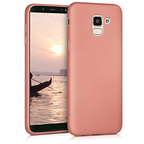 kwmobile Funda Compatible con Samsung Galaxy J6 - Carcasa móvil de Silicona - Protector Trasero en Oro Rosa Metalizado