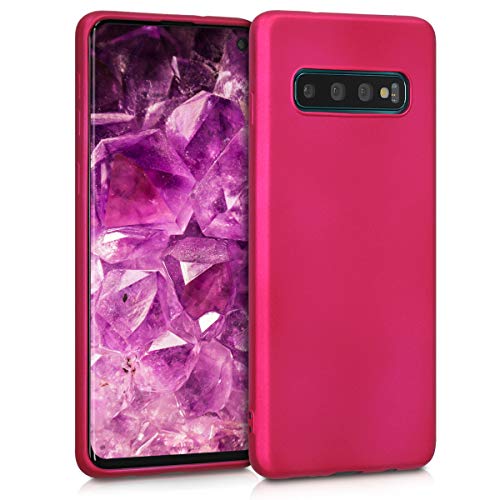 kwmobile Funda Compatible con Samsung Galaxy S10 - Carcasa móvil de Silicona - Protector Trasero en Fucsia Metalizado