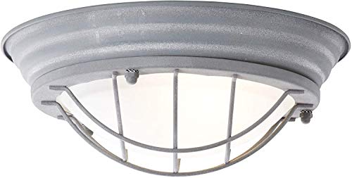 Lámpara de pared/techo vintage, 29 cm de diámetro, aspecto usado industrial, 1 bombilla E27 máx. 60 W, metal y cristal, hormigón gris