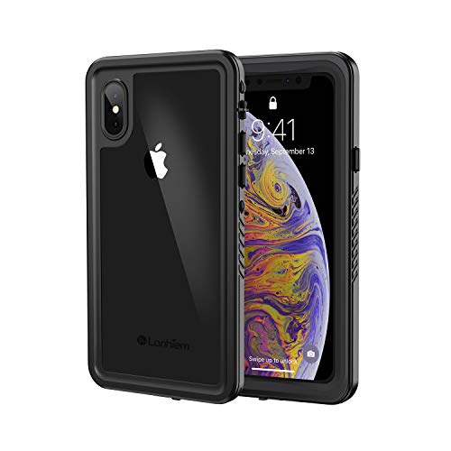 Lanhiem Funda Impermeable iPhone X, Carcasa Sumergible Resistente Al Agua IP68 Certificado [Protección de 360 Grados], Carcasa para iPhone XS con Protector de Pantalla Incorporado,Negro