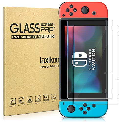 laxikoo 2 Piezas Protector de Pantalla para Nintendo Switch, 9H Dureza Cristal Templado [Fácil Instalación] [Sin Burbujas] [Anti-Arañazos] [Alta Definicion] HD Vidrio Templado para Nintendo Switch