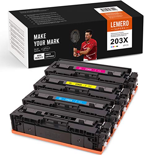 LEMERO SUPERX 203X Compatible con cartuchos de tóner HP 203X CF540X CF541X CF542X CF543X para impresora HP Color LaserJet Pro M454dn M454dw MFP M479dw M479fdn M479fdw (paquete de 4)