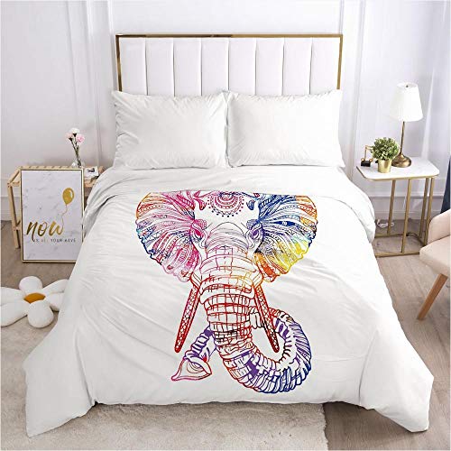 lhmlyl Ajustable Encimera Ropa de Cama de la Funda nórdica de impresión Digital de patrón único 1pcs-Bohemio 030-Blanco-Q1_Los 200 * 220cm