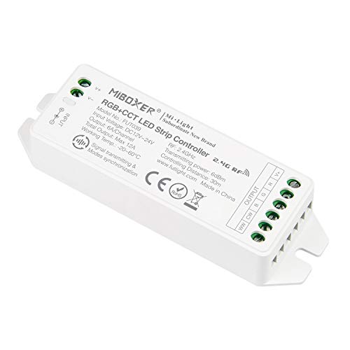 LIGHTEU®, Milight Miboxer 2.4GHz RGB + CCT RGB temperatura de color 2700-6500K controlador DC12V / 24V salida Máx. 12A, DMX512 controlable, FUT039