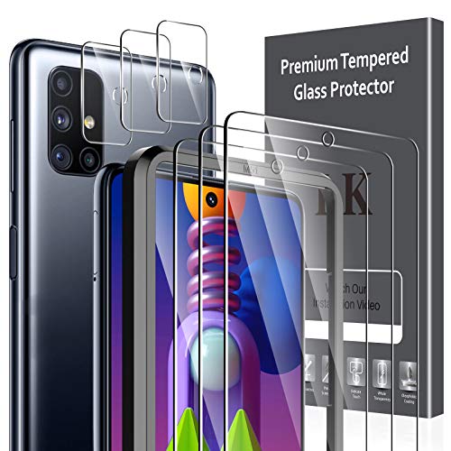 LK Compatible con Samsung Galaxy M51 Protector de Pantalla,3 Pack Cristal Templado y 3 Pack Protector de Lente de cámara, Doble protección, Kit de Instalación Incluido