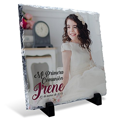 LolaPix Marco de Fotos Personalizado. Regalos Personalizados con Foto. Soporte de Fotos. Varios Tamaños y Formas. Fotopiedra Cuadrada 15x15cm