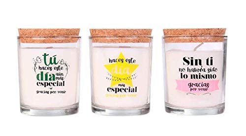 Lote de 20 Velas Frases Gracias por Venir - Velas, velitas para Detalles, Regalos y Recuerdos para Bodas, Bautizos, Comuniones y Cumpleaños