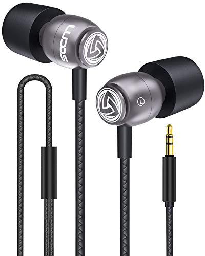 LUDOS Clamor Auriculares con Cable, Cascos Espuma de Memoria, Cable Reforzado, Graves, Earphones para Mi, Xiaomi, iPhone, Samsung, Huawei, Ordenador, Portátil, PC