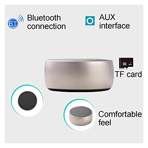 LXH-SH Placa giratoria Altavoz Bluetooth de Metal bajo estupendo Altavoz inalámbrico BS01 HiFi Altavoces estéreo portátil Jugador (Color : Silver)