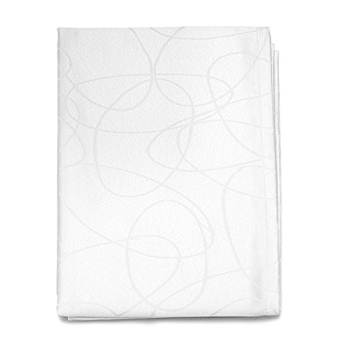 Mantel de lujo personalizado con líneas de monograma, antimanchas (150 x 400 cm), color blanco