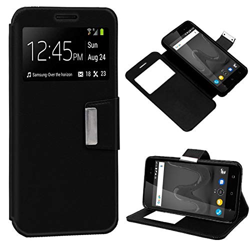 MB ACCESORIOS Funda Tapa Libro Negra para Wiko Lenny 4 - Interior. Silicona