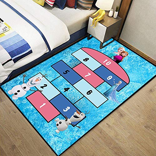 Meinianda Alfombra para niños rectángulo Azul Mundo Submarino Anime Chica número Rayuela Juego Alfombra Sala de Estar Alfombra de baño 160 * 230 cm