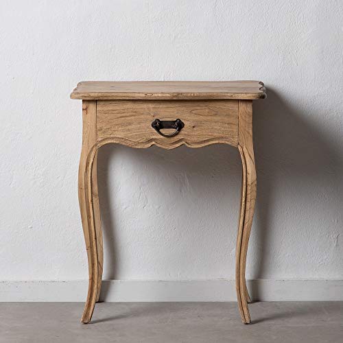 Mesita de Noche capitoné Natural de Madera de Mindi de 58x43x70 cm - LOLAhome