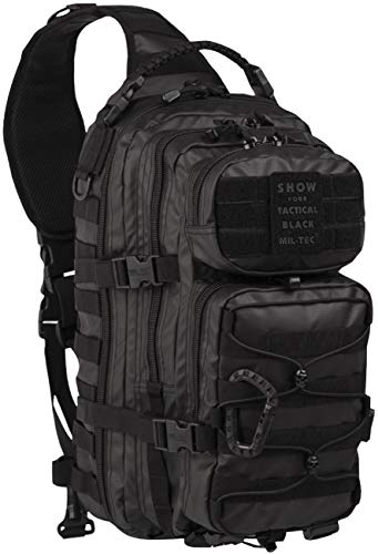 Mil-Tec EE.UU. Mochilla con un Tirante Assault Pack One-Strap Large Volumen 29 litros (Tactical Black)