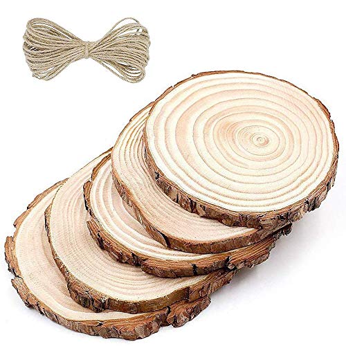 MINGZE Rodajas De Madera 5 Piezas De 14-16 cm, Superficie Lisa Los Círculos Manualidades Hechas a Mano Perfectas y Adornos De Halloween Discos para Bricolaje y Decoraciones