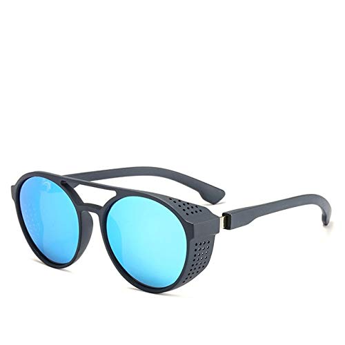 MIRCHEN Gafas de Sol Mujeres Hombres Gafas Retro Gafas Redondas abatibles Gafas de Moda Vintage 3-Blue