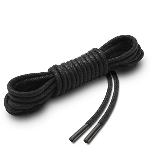 Miscly Cordones Encerados Redondos Finos de Vestir [3 Pares] - Diámetro 2.4 mm (76cm, Negro)