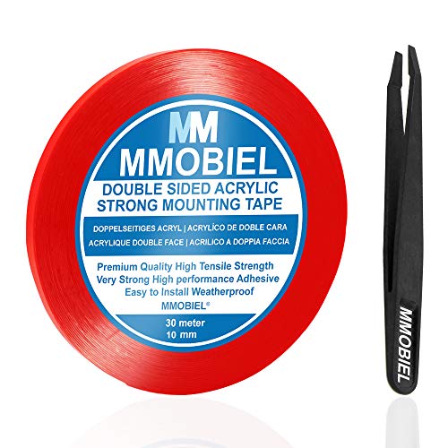 MMOBIEL 10mm Cinta adhesiva fuerte de acrílico doble cara para montaje, Largo: 30m Resistente a intemperie y Removible