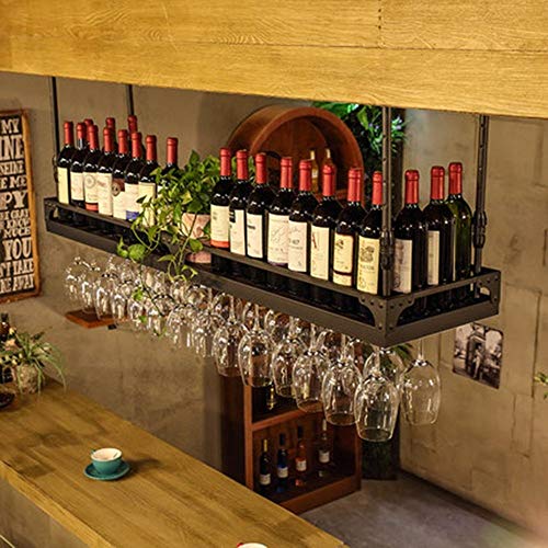 MU Restaurant Wine Rack, Wine Rack Decorativo, Wine Racks Techo de Vidrio de Altura Ajustable para Adaptarse a Cualquier Espacio,120 cm * 35 cm