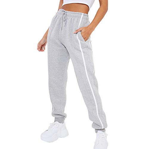 MUYOGRT Mujer Pantalones Deportivos Casuales de Elastica Cintura Alta Pantalones Largos Pantalón Deportiva Jogger Pants Sweatpants Correr Pantalones de Entrenamiento(Gris 1，XL)