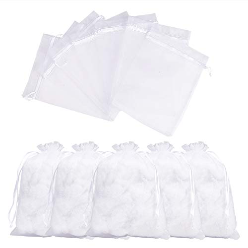 NBEADS - 100 Bolsas de Organza, Rectangulares, Color Blanco, 18 X 13 Cm