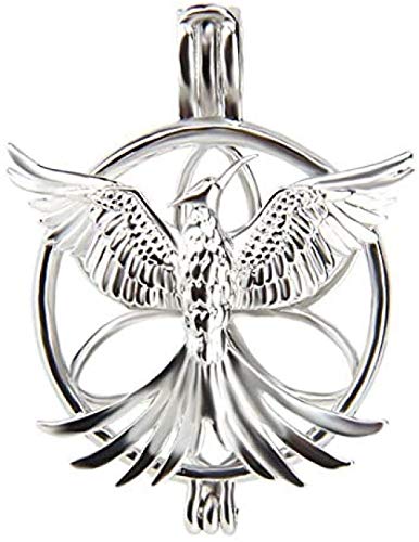 NC122 Colgante de Jaula en Forma de Fénix de Plata 925, Colgante de encantos de la Fuerza Aérea de EE. UU, Colgante de Plata 925 para Mujer, joyería con Cuentas, medallón