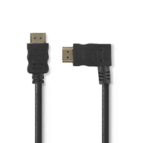 NEDIS Cable HDMI de Alta Velocidad por Cable a través de Ethernet ™ Cable HDMI™ de Alta Velocidad con Ethernet | Conector HDMI - Conector HDMI en Ángulo hacia la Derecha | 1,5 m | Negro Negro 1.50 m