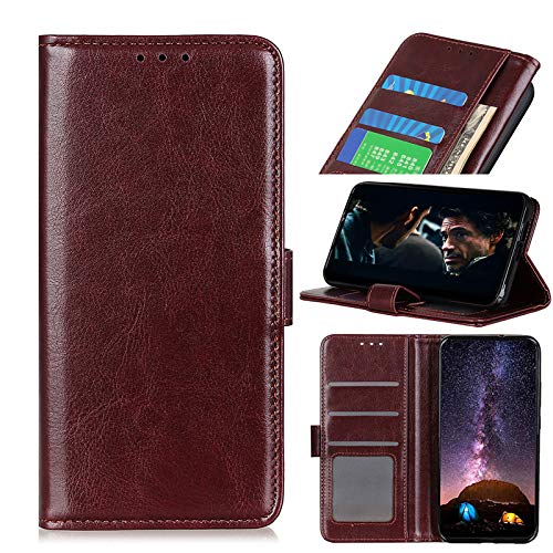 NEINEI Funda para Xiaomi Redmi Note 10S/Redmi Note 10 4G,Carcasa TPU/PU Cuero Libro con [Soporte Plegable][Ranura para Tarjeta][Magnético],Diseño Elegante y Sencillo Flip Cover Case,Marrón