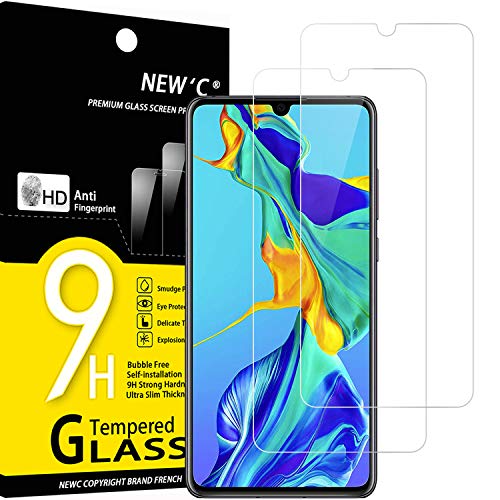 NEW'C 2 Unidades, Protector de Pantalla para Huawei P30, Antiarañazos, Antihuellas, Sin Burbujas, Dureza 9H, 0.33 mm Ultra Transparente, Vidrio Templado Ultra Resistente