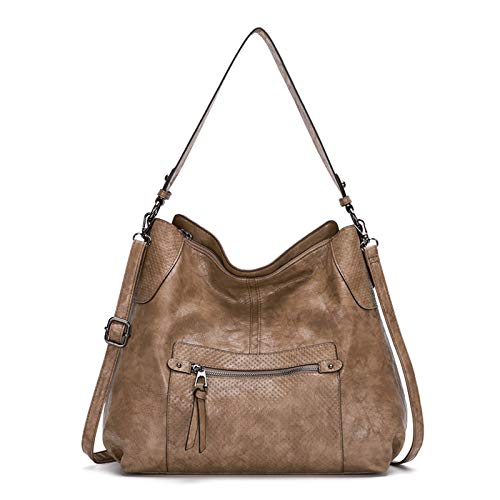 NICOLE & DORIS Bolsos de Cuero Suave Bolso de Mano para Mujer Bolso Bandolera de Gran Capacidad Bolso Mensajero Elegante Bolso de Hombro Caqui