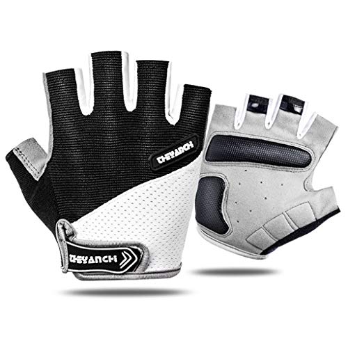 Njuyd Guantes de ciclismo unisex de medio dedo, antideslizantes, absorbentes de golpes, acolchados, transpirables, para deportes al aire libre, bicicleta de carretera, manoplas cortas